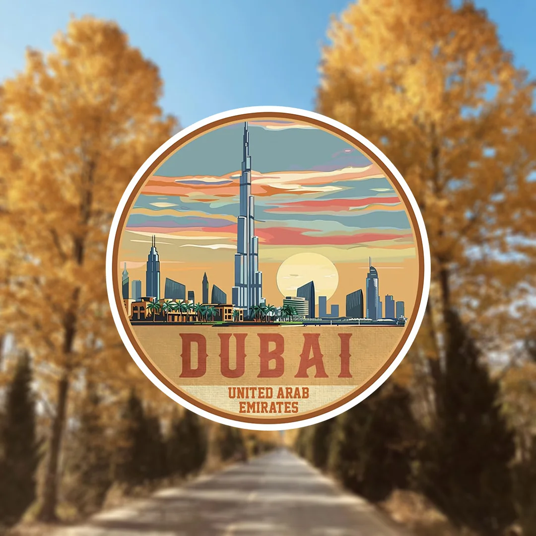 Car Accessories Dubai - 1Pc Matte Dubai UAE Cartoon Souvenir