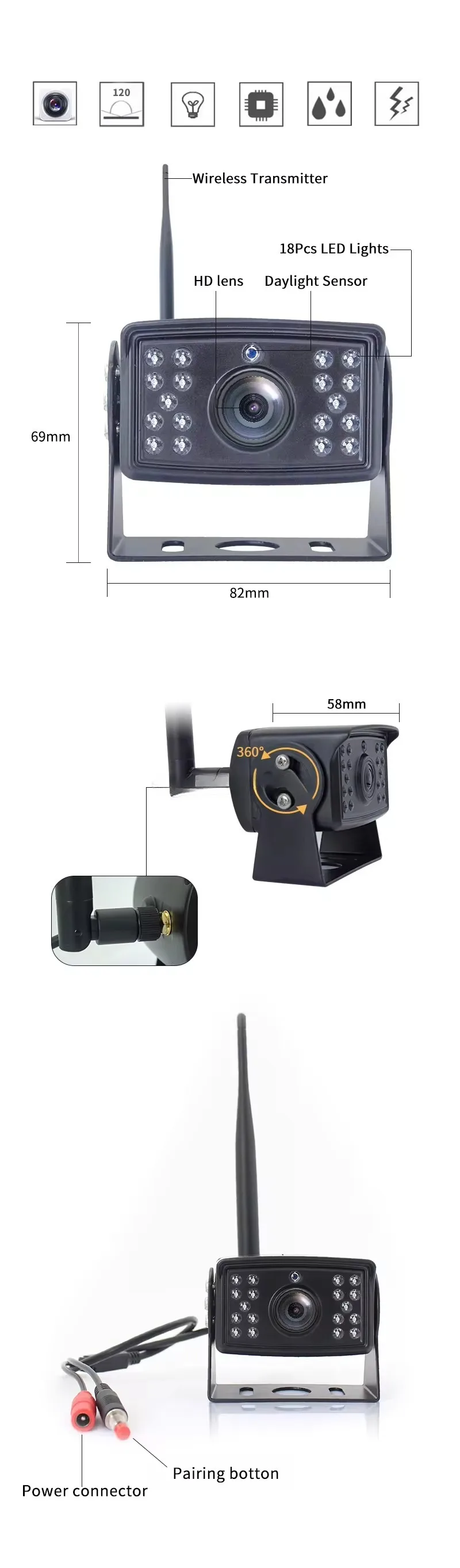 720P Wireless RV Backup Camera - Rear Camera For Car ulasan dan harga