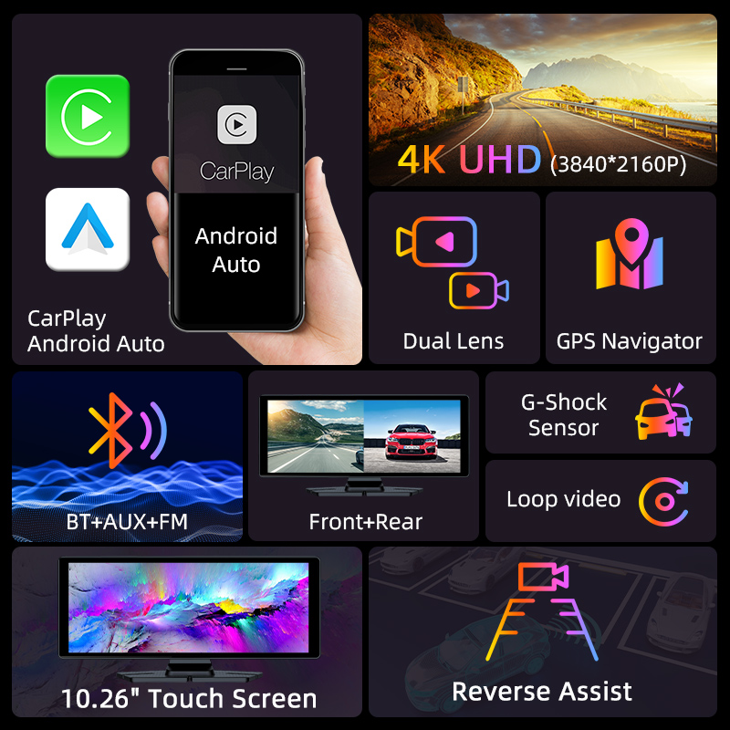 10.26 inch 4K Dash Cam 360° Ro - Car Dash Cam ulasan dan harga
