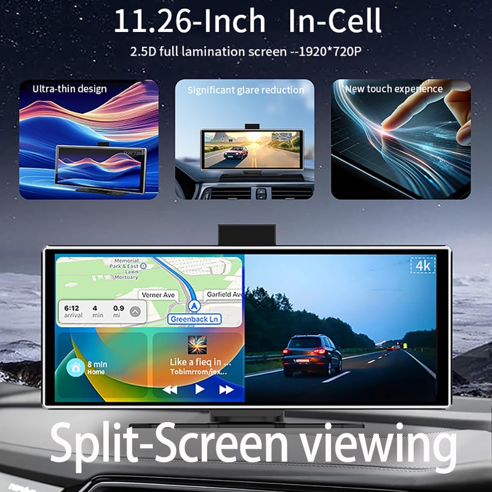 11.26 inch 4K Dash Cam Wireles - Car Dash Cam ulasan dan harga